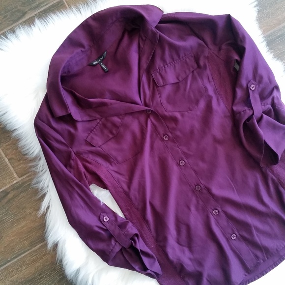 Daisy Fuentes Tops - 3/$20 Daisy Fuentes Purple 3/4 Sleeve Button Down